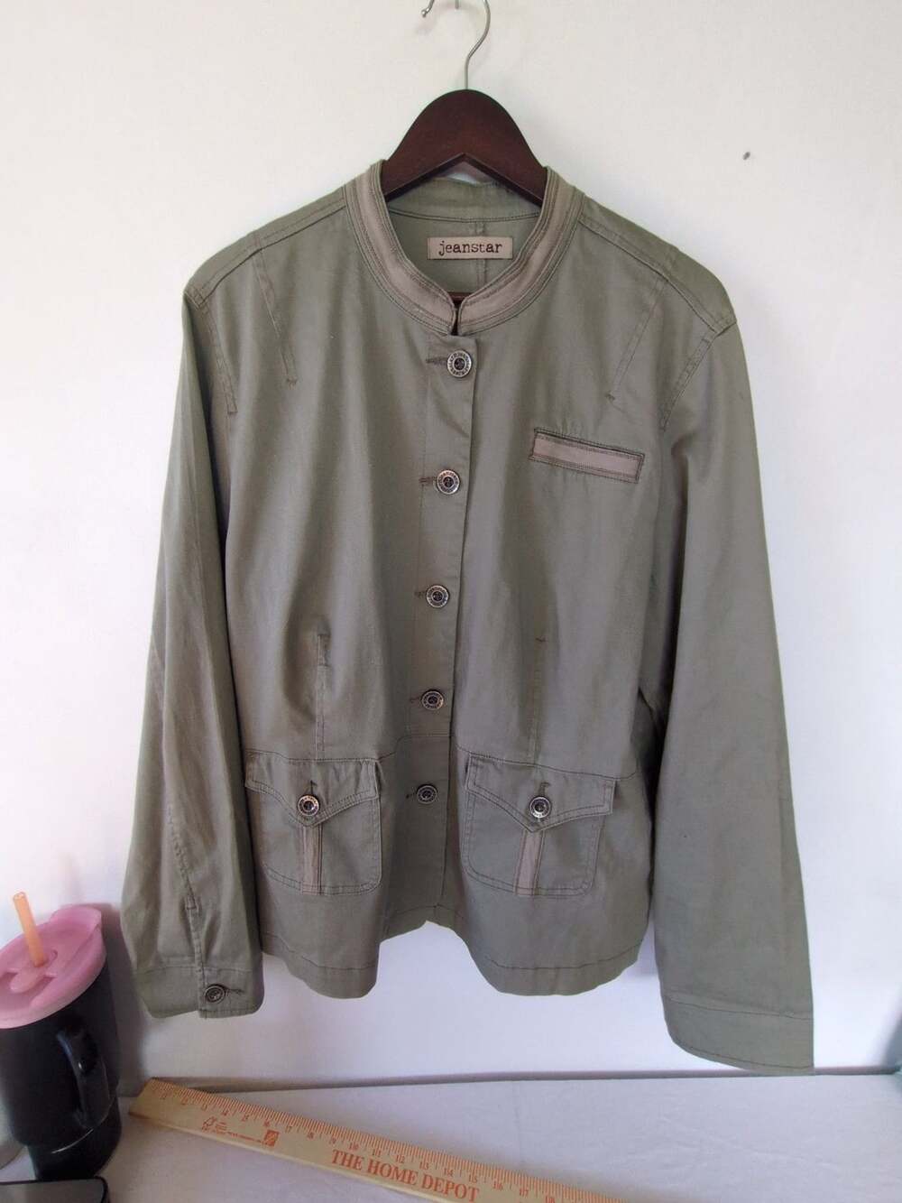 Jeanstar Jacket Size XL Green Cotton Utility Military Style